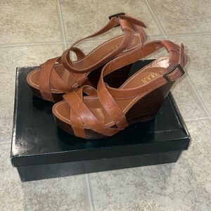 Lauren Ralph Lauren Tan Dawn Wedge Sandals 9